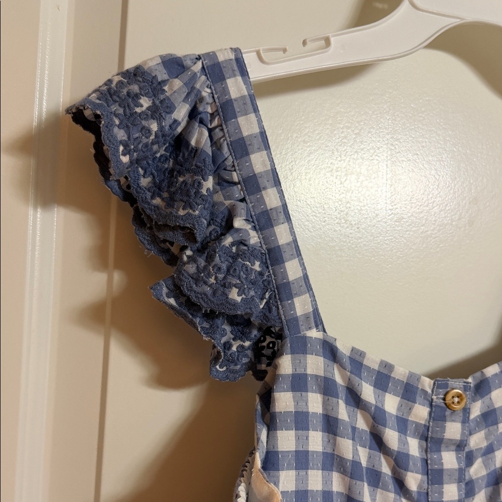 Shabby Chic Blue and White Checkered Maxi Dress - Picture 3 of 6